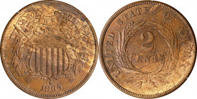 1865 Two-Cent Piece. Plain 5. MS-63 RB (PCGS). OGH--First Generation.
PCGS# 3583. NGC ID: 22NA.
Estimate: $0.00- $0.00