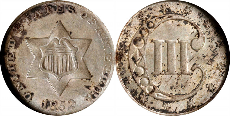1852 Silver Three-Cent Piece. MS-62 (NGC). OH.
PCGS# 3666. NGC ID: 22YZ.
Estim...