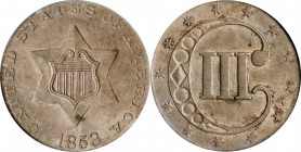 1853 Silver Three-Cent Piece. MS-63 (PCGS). OGH.
PCGS# 3667. NGC ID: 22Z2.
Estimate: $0.00- $0.00