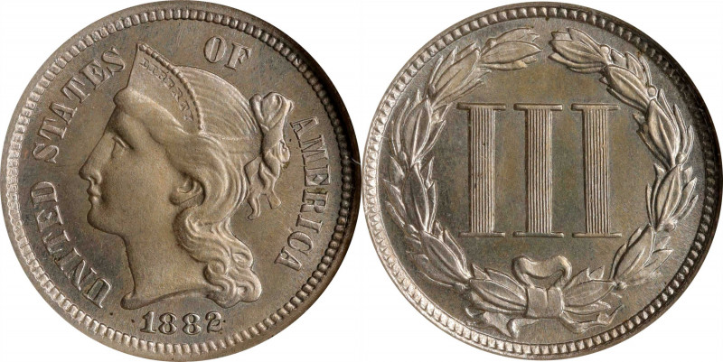 1882 Nickel Three-Cent Piece. Proof-65 (NGC). OH.
PCGS# 3778. NGC ID: 2764.
Es...