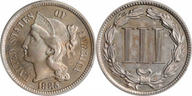 1885 Nickel Three-Cent Piece. Proof-63 (PCGS). OGH--First Generation.
PCGS# 3781. NGC ID: 2767.
Estimate: $0.00- $0.00