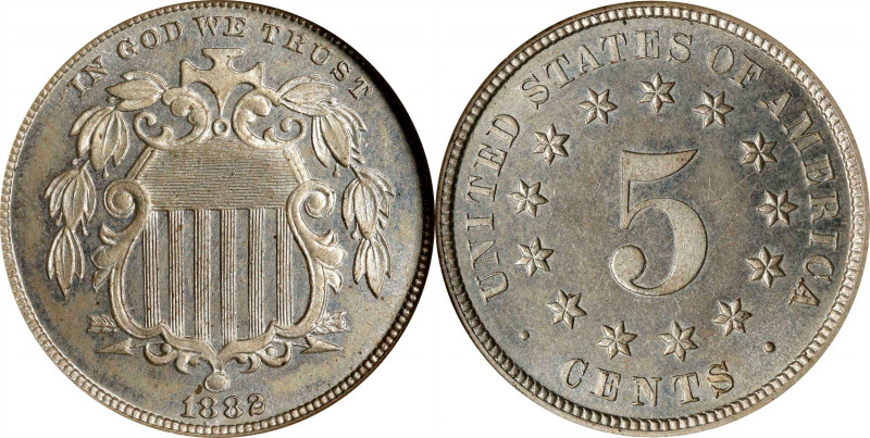 1882 Shield Nickel. Proof-64 (NGC). OH.
PCGS# 3837. NGC ID: 276Y.
Estimate: $0...