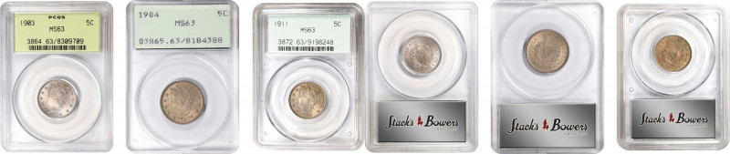 Lot of (3) 20th Century Liberty Head Nickels. MS-63 (PCGS). OGH.
Included are: ...