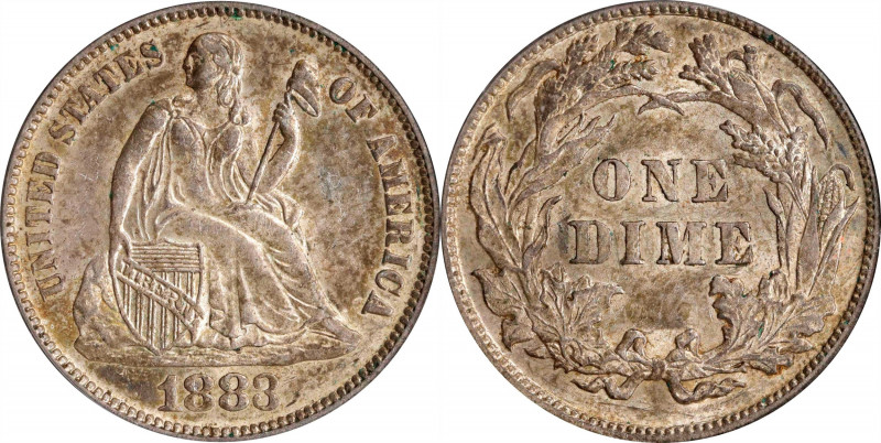 1883 Liberty Seated Dime. AU-58 (PCGS). OGH.
PCGS# 4691. NGC ID: 23AW.
Estimat...