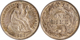 1883 Liberty Seated Dime. AU-58 (PCGS). OGH.
PCGS# 4691. NGC ID: 23AW.
Estimate: $0.00- $0.00