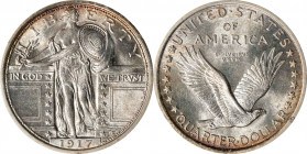 1917 Standing Liberty Quarter. Type I. MS-63 (PCGS). OGH--First Generation.
The old style PCGS insert uses coin #5707, which is for the 1917 Type I i...