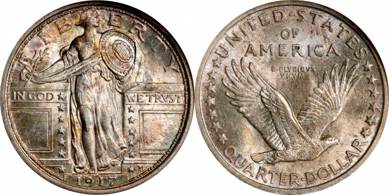 1917 Standing Liberty Quarter. Type I. MS-63 (NGC). OH.
PCGS# 5706. NGC ID: 242...