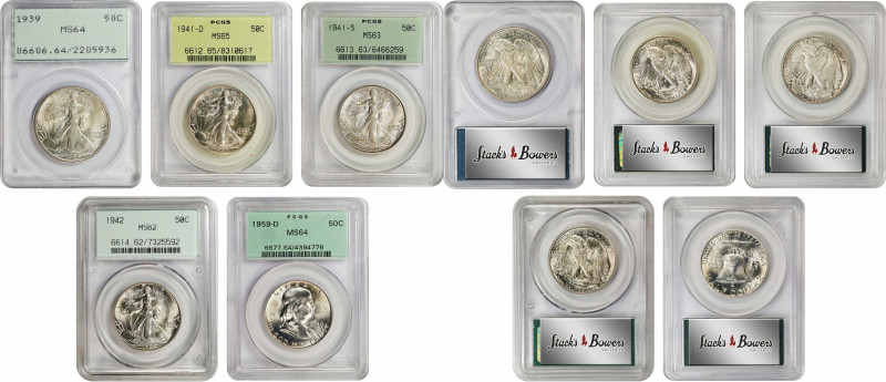 Lot of (5) Mint State Walking Liberty and Franklin Half Dollars. (PCGS). OGH.
I...