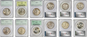 Lot of (6) Mint State Walking Liberty and Franklin Half Dollars. (PCGS). OGH.
Included are: Walking Liberty: 1939 MS-64, First Generation; 1941-D MS-...
