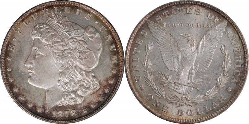 1878 Morgan Silver Dollar. 8 Tailfeathers. MS-62 (PCGS). OGH--First Generation....