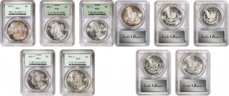 Lot of (5) Early Date Morgan Silver Dollars. MS-63 (PCGS). OGH.
Included are: 1...