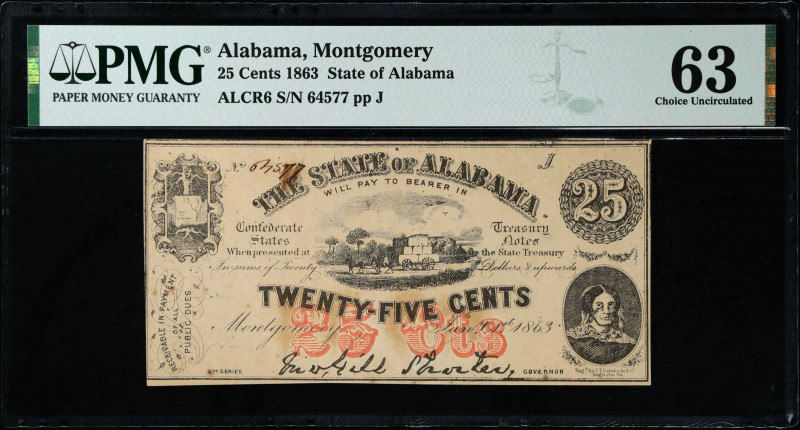 Lot of (4). Montgomery, Alabama. State of Alabama. 1863 25, 50 Cents & $1. PMG U...