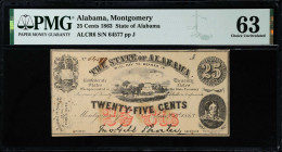Lot of (4). Montgomery, Alabama. State of Alabama. 1863 25, 50 Cents & $1. PMG Uncirculated 62 & Choice Uncirculated 63.
PMG comments "Toned" on the ...