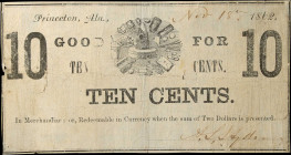 Princeton, Alabama. A.L. Hyder. 1862 10 Cents. Fine.
Pinholes. Tears. Internal Tears.
Estimate: $80.00- $120.00