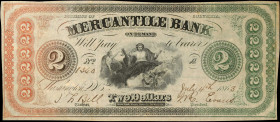 Washington, District of Columbia. Mercantile Bank. 1863 $2. Very Fine.
Attractive colors are found on this deuce. Pinholes.
Estimate: $150.00- $250....