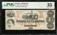 Tallahassee, Florida. State of Florida. 1863 $1. PMG Choice Very Fine 35.
FLCR19. No. 22575, Plate J.
Estimate: $150.00- $250.00