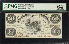 Tallahassee, Florida. State of Florida. 1861 $50. PMG Choice Uncirculated 64.
FLCR3B. No. 3480, Plate G.
Estimate: $250.00- $350.00