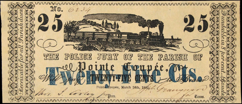 Pointe Coupee, Louisiana. Police Jury of the Parish of Pointe Coupee. 1862 25 Ce...