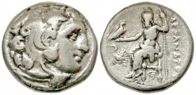"Macedonian Kingdom. Alexander III the Great. 336-323 B.C. AR drachm (16.5 mm, 3.96 g, 1 h). Kolophon mint, struck ca. 301-297 B.C. Head of Herakles r...