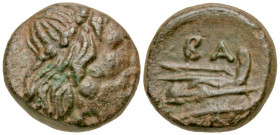 "Macedonian Kingdom. Philip V. 221-179 B.C. AE quarter unit (12.7 mm, 2.02 g, 2 h). Uncertain mint in Macedon, Struck ca. 186-183/2 B.C. Head of Zeus ...