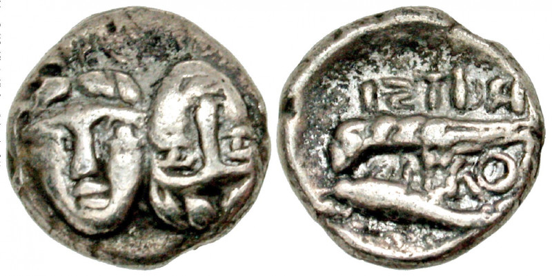 "Moesia, Istros. 4th century B.C. AR hemiobol (10.8 mm, 1.05 g, 6 h). Facing mal...