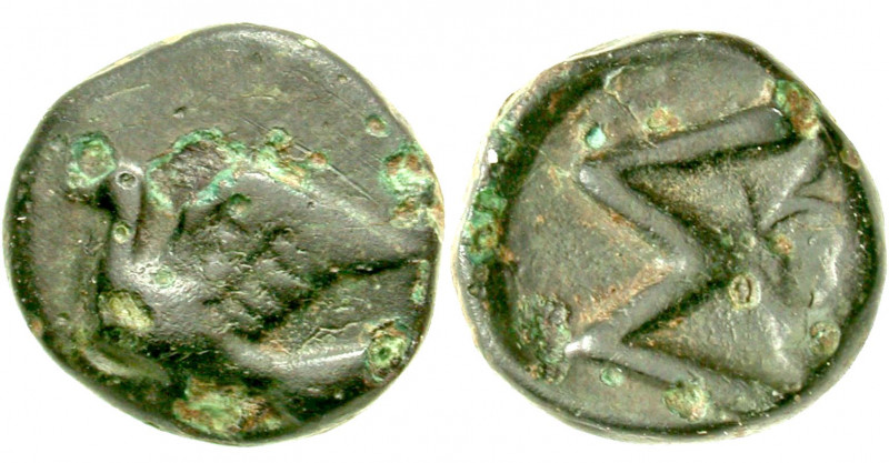 "Sikyonia, Sikyon. Ca. 250-200 B.C. AE chalkous (11.87 mm, 1.75 g, 12 h). Dove f...