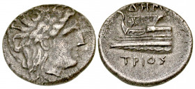 "Bithynia, Kios. AR half-siglos or hemidrachm (14.09 mm, 2.26 g, 1 h). Struck 345-300 B.C. Magistrate, Demetrios. Diademed head of Apollo right, K[IA]...