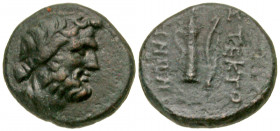 "Phrygia, Stektorion. 1st century B.C AE 15 (15 mm, 3.73 g, 12 h). Bearded head right / ΣΤΕΚΤΟ-[Ρ]ΗΝΩΝ, quiver and bow. Fox C. R., Engravings of unpub...