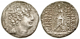 "Seleukid Kingdom. Philip I Philadelphos. 95/4-76/5 B.C. AR tetradrachm (26.92 mm, 15.32 g, 11 h). Antioch mint. Diademed head of Philip Philadelphos ...