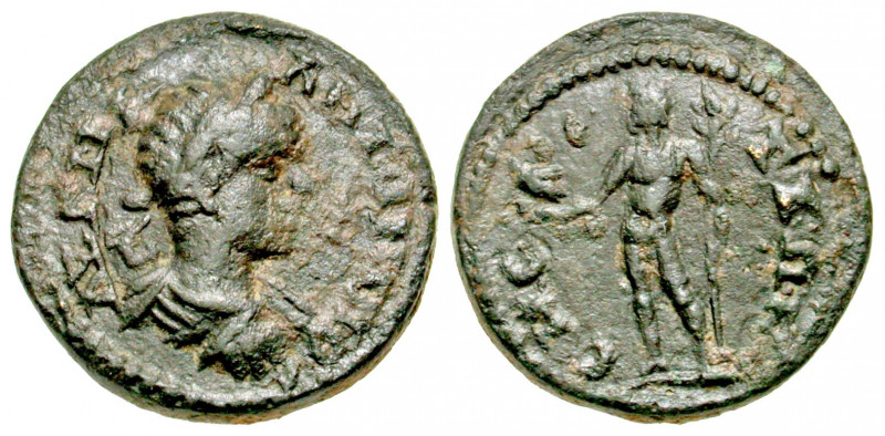 "Thrace, Sestus. Caracalla. A.D. 198-217. AE 18 (17.91 mm, 3.89 g, 1 h). AVT M A...