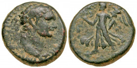 "Samaria, Caesarea Maritima. Domitian. A.D. 81-96. AE semis (18.8 mm, 6.10 g, 12 h). Judaea Capta issue. Struck ca. A.D. 83. IMP DOMITIANVS CAES [AVG ...
