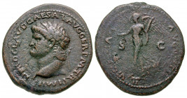 "Nero. A.D. 54-68. AE dupondius (32.7 mm, 13.97 g, 6 h). Lugdunum mint, ca. A.D. 65. NERO CLAVD CAESAR AVG GER P M TR P IMP P, Laureate head of Nero r...