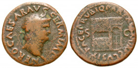 "Nero. A.D. 54-68. AE as (27.9 mm, 8.91 g, 12 h). Rome mint, struck A.D. 65. NERO CAESAR AVG GERM IMP, laureate head of Nero right / PACE VBIQ PARTA I...