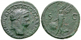"Nero. A.D. 54-68. AE as (28.5 mm, 9.69 g, 6 h). Lugdunum mint , struck A.D. 64-67. IMP NERO CAESAR AVG P MAX TR P P P, bare-headed bust of Nero right...