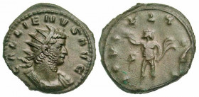 "Gallienus. A.D. 253-268. AE antoninianus (21.2 mm, 3.03 g, 5 h). Rome mint, struck A.D. 260-268. GALLIENVS AVG, radiate and cuirassed bust right / IO...