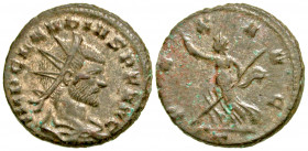 "Claudius II Gothicus. A.D. 268-270. AE silvered antoninianus (19.4 mm, 3.92 g, 12 h). Mediolanum mint, struck A.D. 269. IMP CLAVDIVS P F AVG, radiate...
