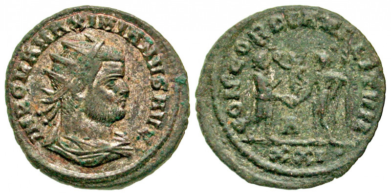 "Maximianus. First reign, A.D. 286-305. AE aurelianianus (21.45 mm, 3.04 g, 12 h...