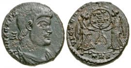 "Magnentius. A.D. 350-353. AE 2 (21.3 mm, 5.21 g, 7 h). Trier mint, Struck A.D. . D N MAGNEN-[TIVS P F AVG], bare-headed, draped and cuirassed bust of...