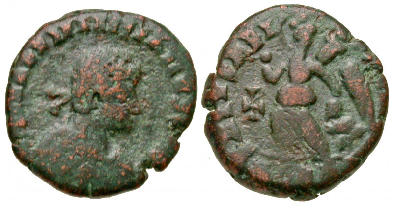 "Valentinian III. A.D. 425-455. AE nummus (12.1 mm, 1.10 g, 12 h). Rome mint, St...
