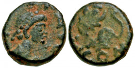 "Leo I. A.D. 457-474. AE nummus (10.1 mm, 1.10 g, 12 h). Constantinople mint, Struck A.D. 457-462. [D N LEO P] F AVG, diademed, draped and cuirassed b...
