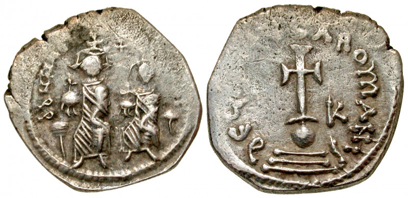 "Heraclius. 610-641. AR hexagram (22.6 mm, 4.60 g, 1 h). struck 615-638. dd NN h...