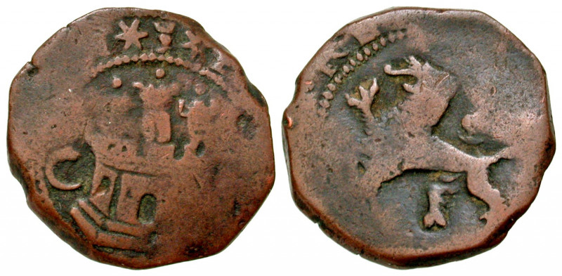 "Spain. Philip IV. 1621-1665. AE 4 marvedis (22.23 mm, 4.57 g, 7 h). Cuenca mint...