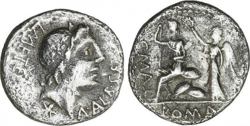 Denario. 96 a.C. CAECILIA. L. Caecilius Metellus. Anv.: Cabeza laureada de Apolo...