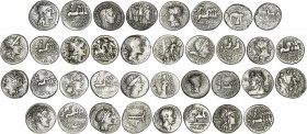 Lote 18 monedas Denario. AR. Interesante final de colección. Contiene Acilia, Aemilia (2), Antestia, Appuleia, Atilia, Baebia, Caecilia, Caesia, Calpu...