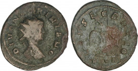 Antoniniano. Acuñada el 284 d.C. NIGRINIANO. MUY RARA. Anv.: DIVO NIGRINIANO. Cabeza radiada a derecha. Rev.: CONSECRATIO. Aguila. 3,83 grs. AE. (Oxid...