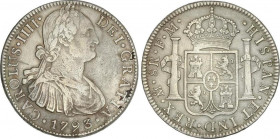 8 Reales. 1793. MÉXICO. F.M. 26,52 grs. (Leves golpecitos y rayas). AC-955. MBC+.
