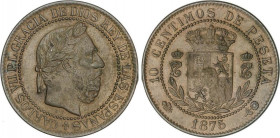 10 Céntimos. 1875. BRUSELAS. Anverso y reverso coincidentes. Tipo medalla. AC-5. EBC-.