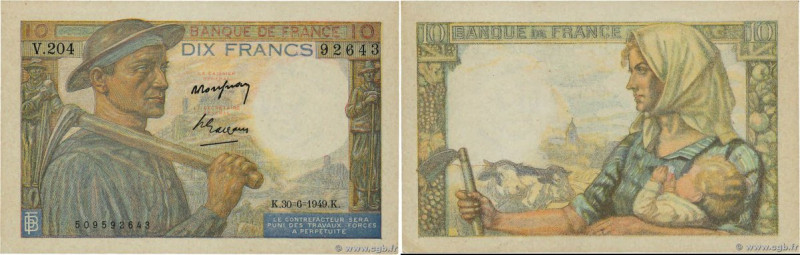 Country : FRANCE 
Face Value : 10 Francs MINEUR 
Date : 30 juin 1949 
Period/Pro...