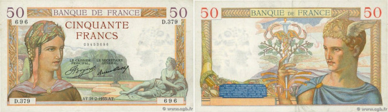 Country : FRANCE 
Face Value : 50 Francs CÉRÈS 
Date : 21 février 1935 
Period/P...