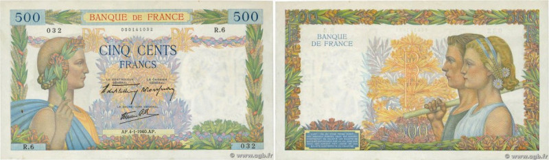Country : FRANCE 
Face Value : 500 Francs LA PAIX 
Date : 04 janvier 1940 
Perio...